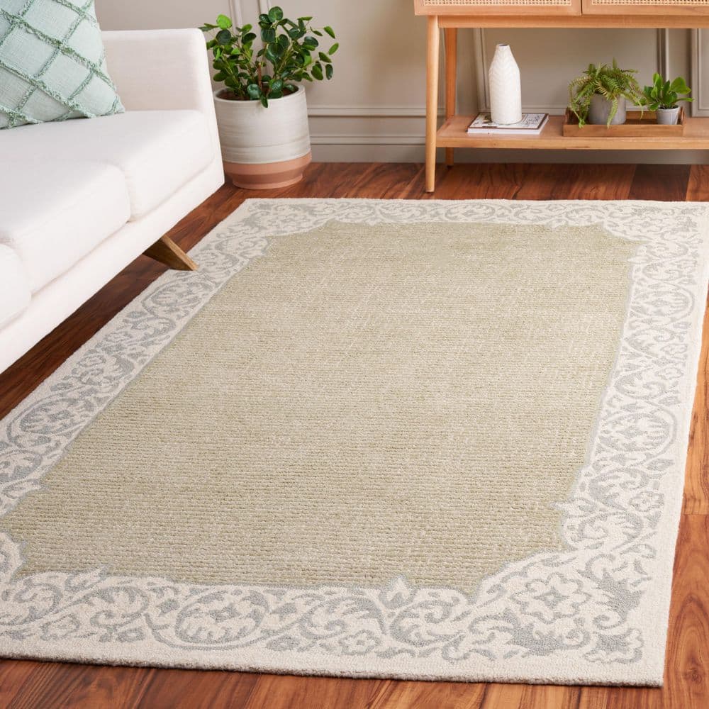 Ebony 5 ft. x 8 ft. Beige/Green Transitional Ornamental Border Area Rug price history on PriceWatchPro