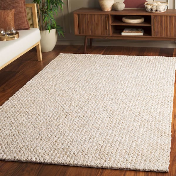 Natural Fiber 5 X 8 Bleach/Ivory Solid Color Area Rug