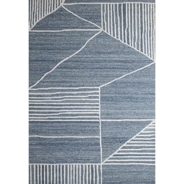Verona Azure 9 ft. x 12 ft. Geometric Transitional Area Rug