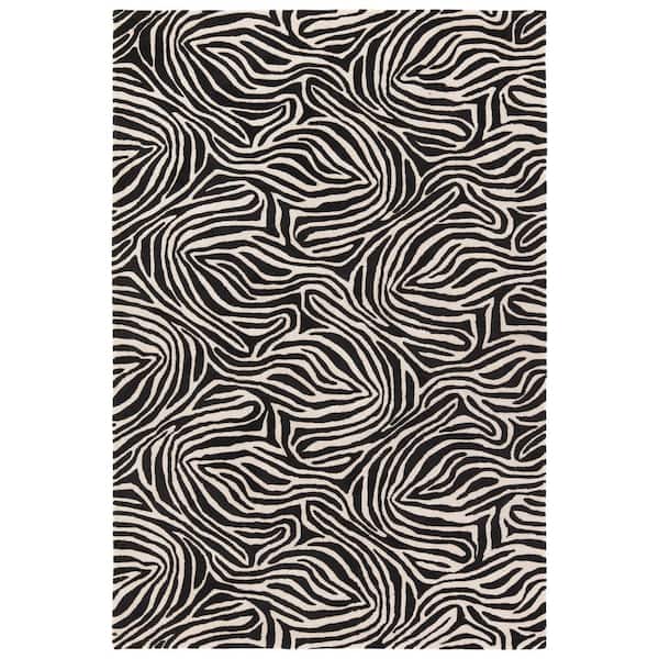 Jaipur Living Collide Black/Ivory  5 ft. x 8 ft.Animal Print Handmade Area Rug