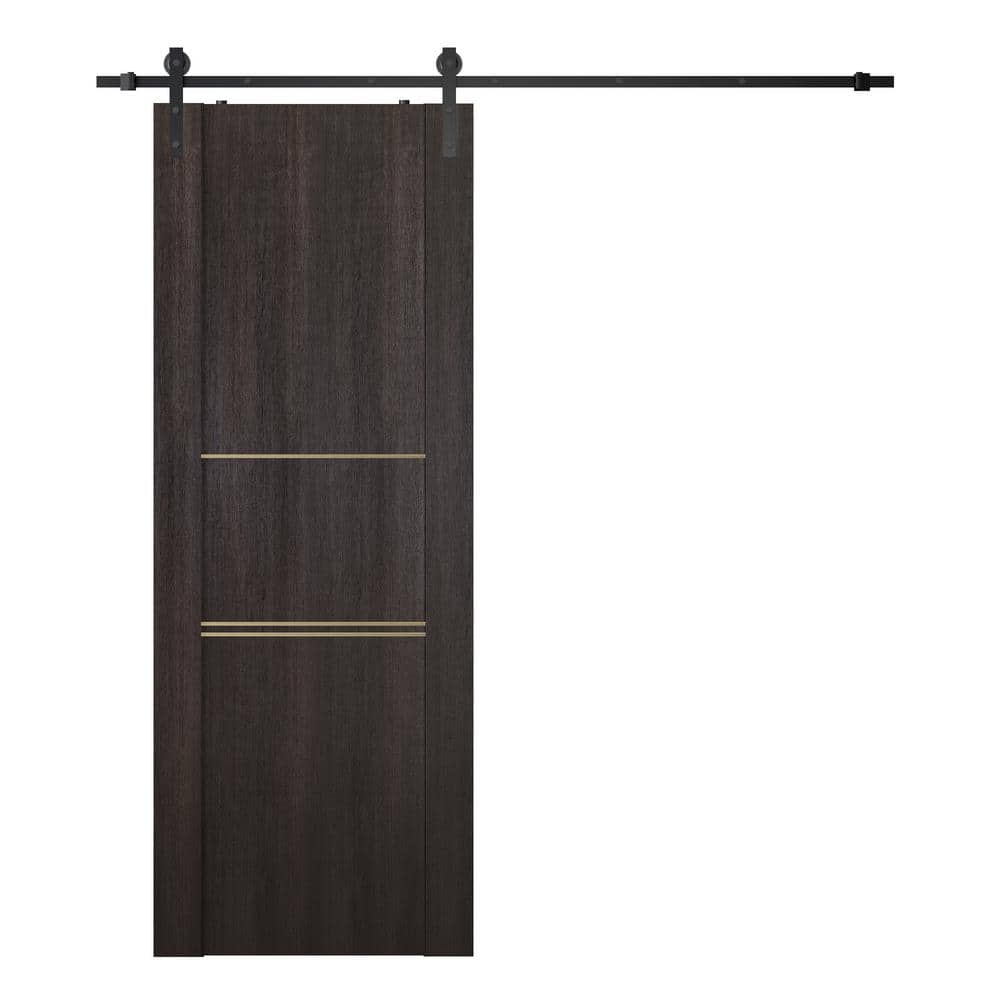 Vona 01 3H Gold 18 in. x 80 in. Veralinga Oak Finished Composite Core Wood Sliding Barn Door with Hardware Kit price history on PriceWatchPro