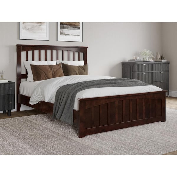 AFI Becket Walnut Brown Solid Wood Frame Full Low Profile Platform Bed with Matching Footboard