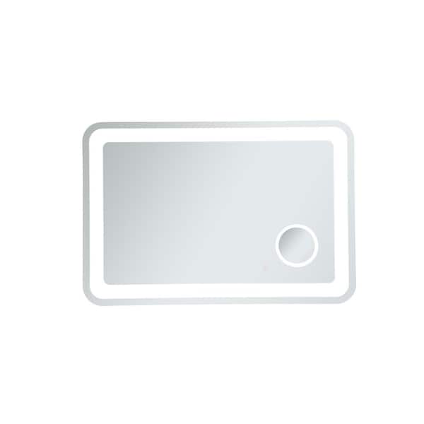 Unbranded Timeless Home 40 in. W x 27 in. H Modern Rectangular Metal Framed Magnifying LED Bathroom Vanity Mirror in Glossy White