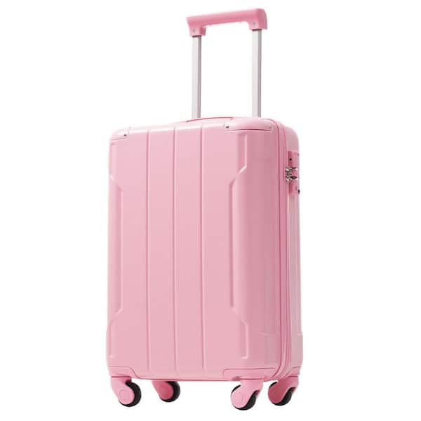 21.5 in. Pink ABS Hardside Luggage Double Spinner Suitcase with 3-Digit TSA Lock, 3-Step Telescoping Handle