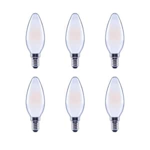 40-Watt Equivalent B11 Dimmable Frosted Glass Filament Vintage E12 Candelabra Base Cool White LED Light Bulb (6-Pack)