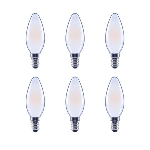 EcoSmart 60-Watt Equivalent B11 Dimmable Frosted Glass Filament E12 Candelabra Base Vintage LED Light Bulb Daylight (6-Pack)