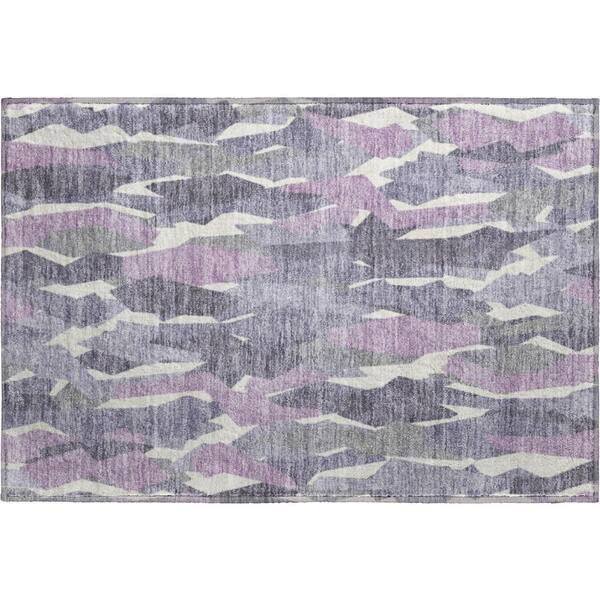 Mayfield Premium Machine Washable Abstract AMF2329 Purple 3 ft. x 4 ft. Area Rug