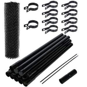 5 ft. x 50 ft. Galvanized Steel Chain Link Fence - Complete Kit 9.5 AW Gauge - Black