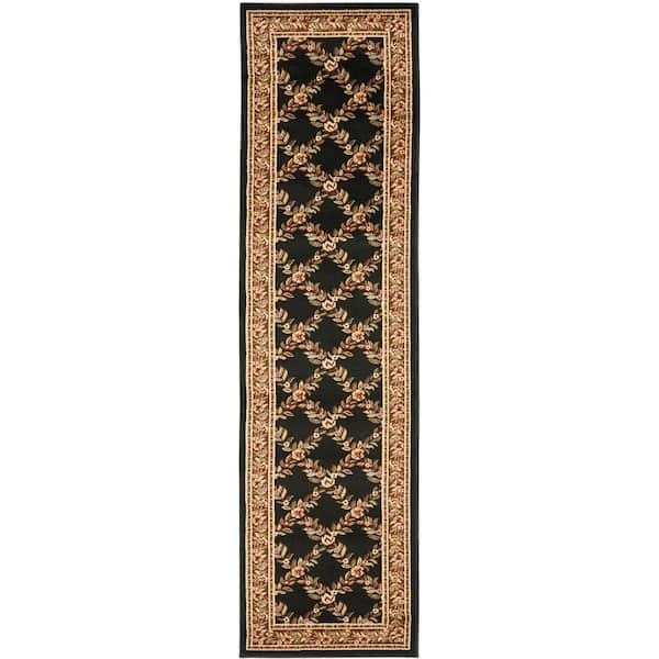 SAFAVIEH Lyndhurst Black/Brown 2 ft. x 12 ft. Border Runner Rug