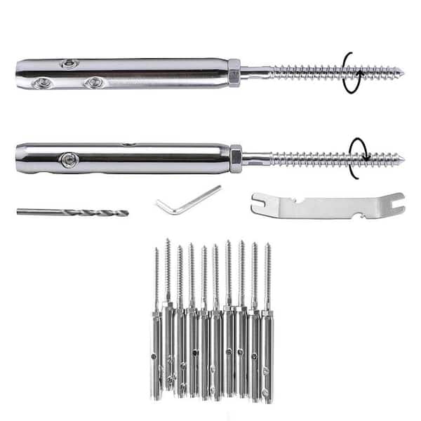 3.9 in. x 0.13 in. Hardware Kit T316 Stainless Steel Lag Screws Left Right Handed Thread for Wood Posts 20 Pack Silver