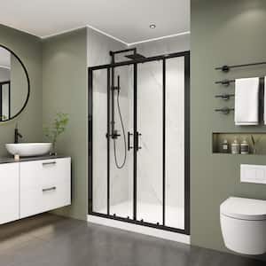 50 in. - 54 in. W x 70 in. H Sliding Framed Alcove Shower Door Bath Panel in Matte Black Finish with Clear Glass