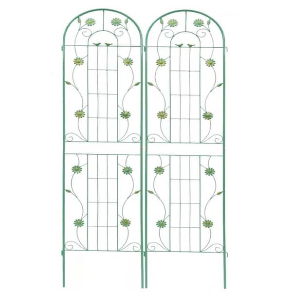 86.7 in. Outdoor Garden Trellis Metal Rustproof Climbing Plants Support in Cream White