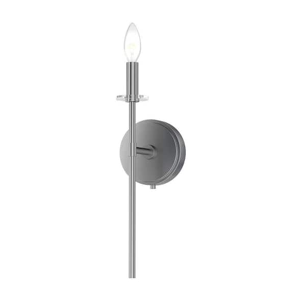 Sapello 5 in. Plug and Play 1-Light Brushed Nickel Wall Sconce with SkyPlug