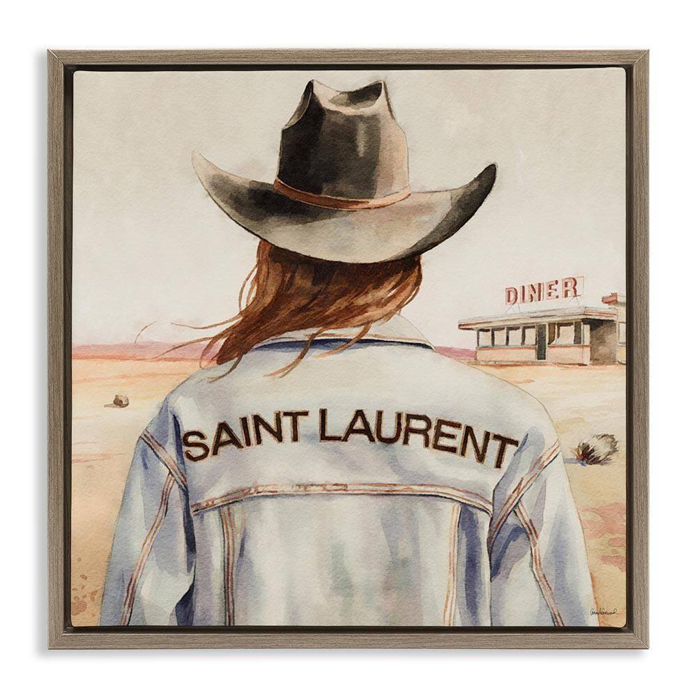 Glam Brunette Cowgirl by Amanda Greenwood Brown Floater Frame People Graphic Art Print 18 in. x 18 in. price history on PriceWatchPro