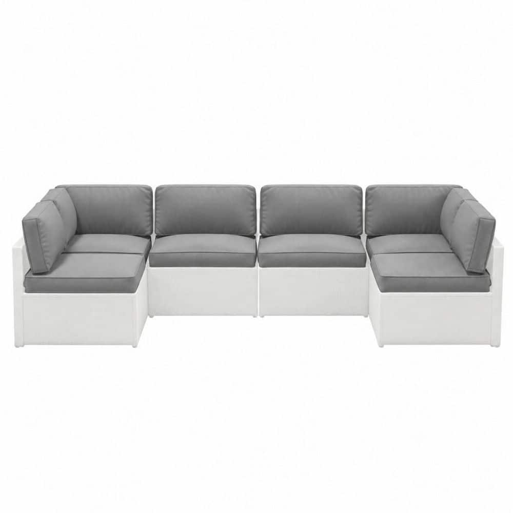 25.59 in. x 25.59 in. x 3.94in. Outdoor Sectional Cushion Set - 14-Piece Cotton Fill Gray Cushions for Patio Wicker Sofa