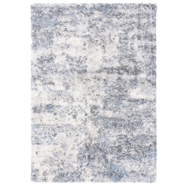 Berber Shag 6 ft. x 9 ft. Ivory/Gray Abstract Modern Area Rug