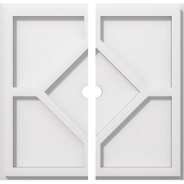 Ekena Millwork 1 in. P X 4-3/4 in. C X 14 in. OD X 1 in. ID Embry Architectural Grade PVC Contemporary Ceiling Medallion, Two Piece