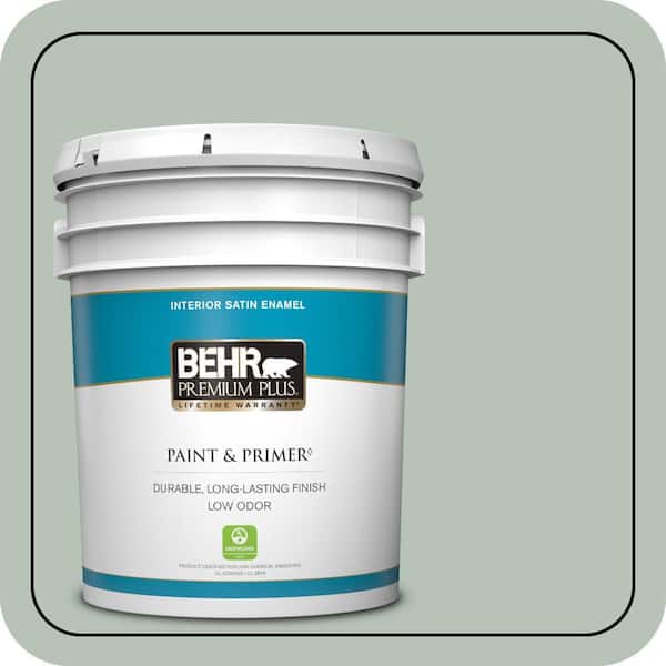 BEHR PREMIUM PLUS 5 gal. #MQ6-18 Recycled Glass Satin Enamel Low Odor Interior Paint & Primer