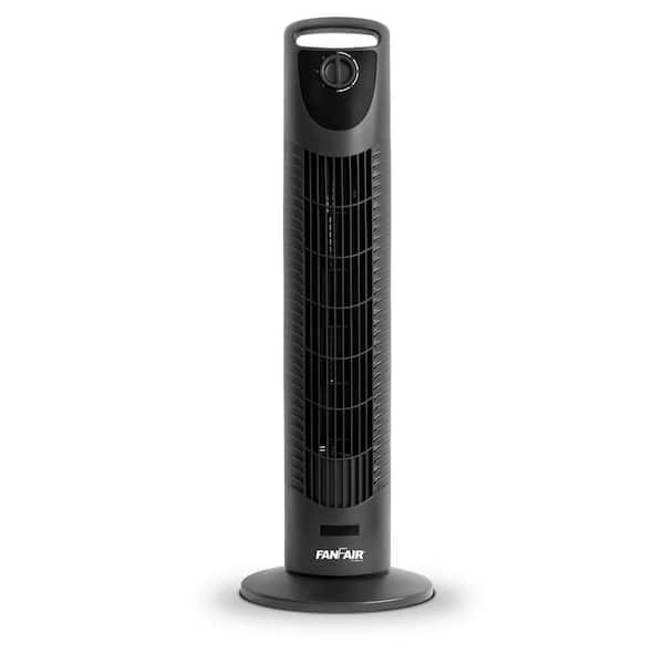 FANFAIR 30 in. 3-Fan Speeds Tower Fan in Black with Oscillation Function