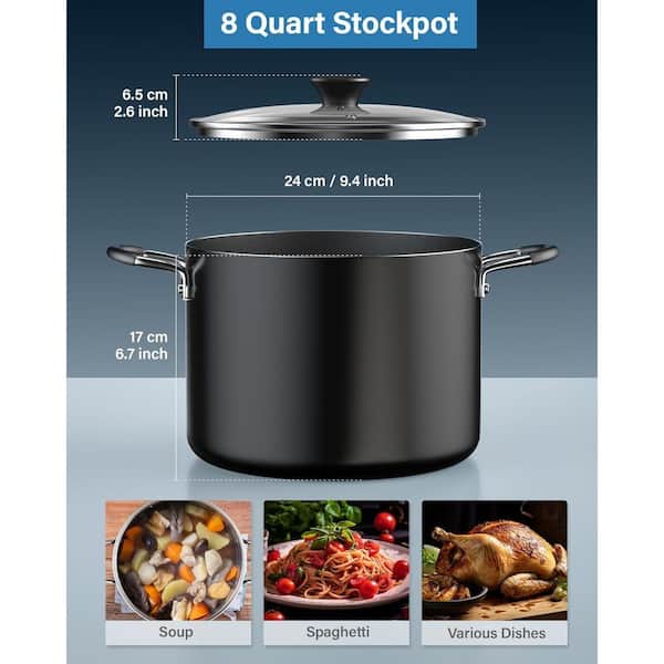 Cook N Home Professional 8 Qt. Aluminum Nonstick Deep Cooking Pot