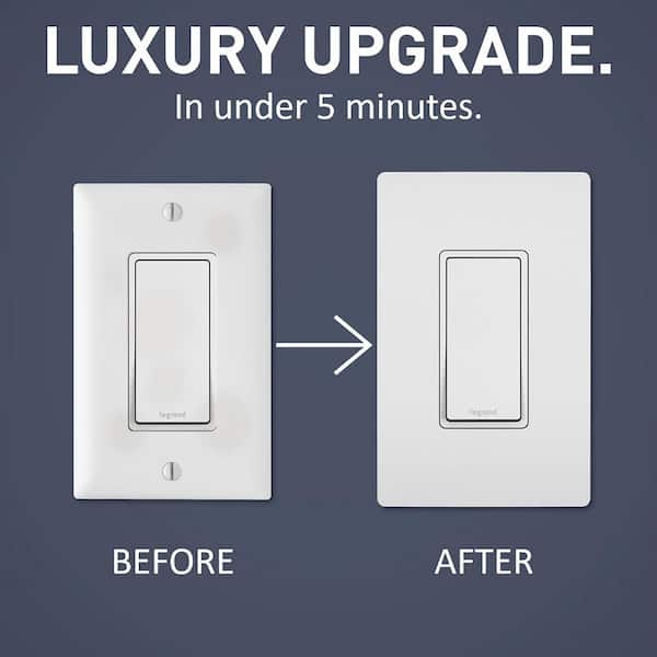 radiant 4 Gang 4-Decorator Rocker Screwless Wall Plate, White (1-Pack)