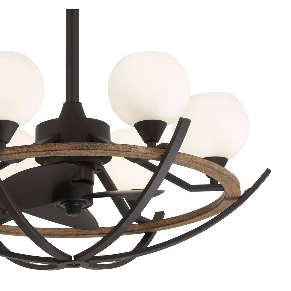 Coal and Opal Glass 30-Inch Chandelier Ceiling Fan with Remote