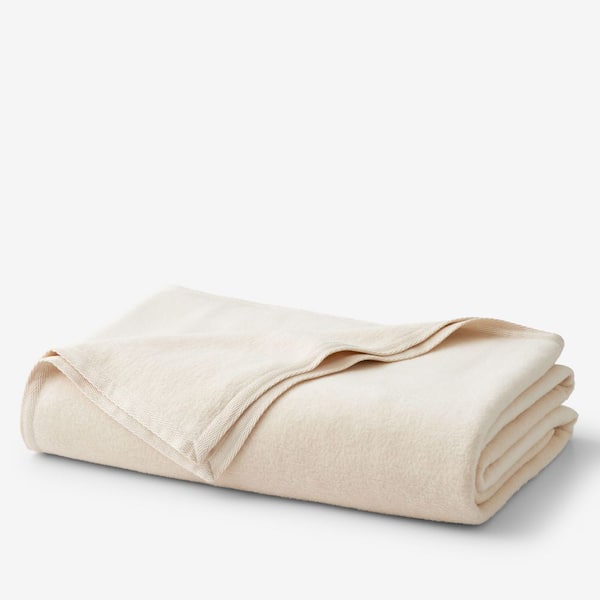 Company Cotton Acrylic Fleece Collection Ivory Cotton Full/Queen Woven Blanket