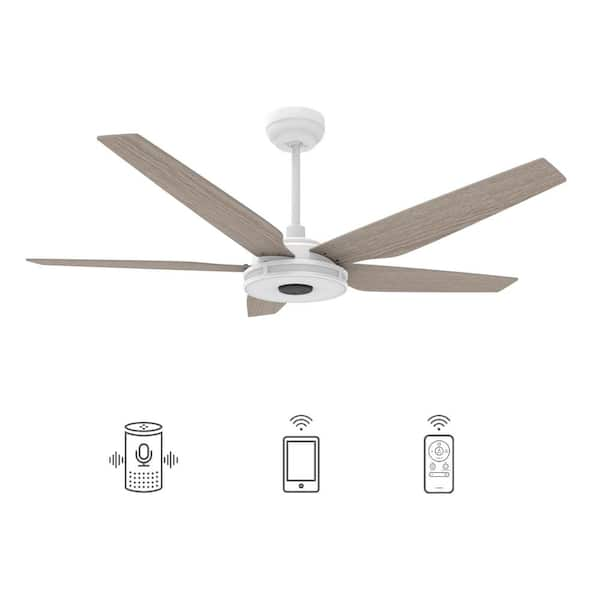 CARRO Starfish 52 in. Dimmable LED Indoor/Outdoor White Smart Ceiling Fan with Light and Remote, Works with Alexa/Google Home