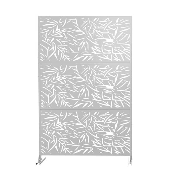 Lirago 75 x 48 in. White Modern Outdoor Screen Privacy Screen with Bamboo Leaf Patterns Wall Decal