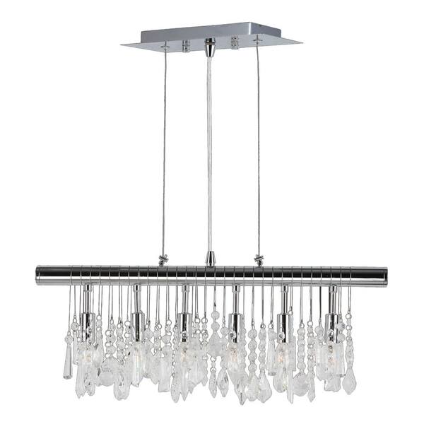 Worldwide Lighting Nadia Collection 6-Light Chrome with Clear Crystal Pendant
