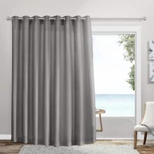 Loha Patio Black Pearl Solid Light Filtering Grommet Top Indoor Curtain Panel, 108 in. W x 96 in. L (Set of 2)