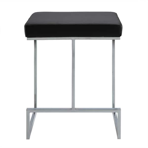 Carolina Chair & Table Kafka 24 in. Black and Chrome Upholstered Counter Stool