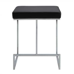 Kafka 24 in. Black and Chrome Upholstered Counter Stool