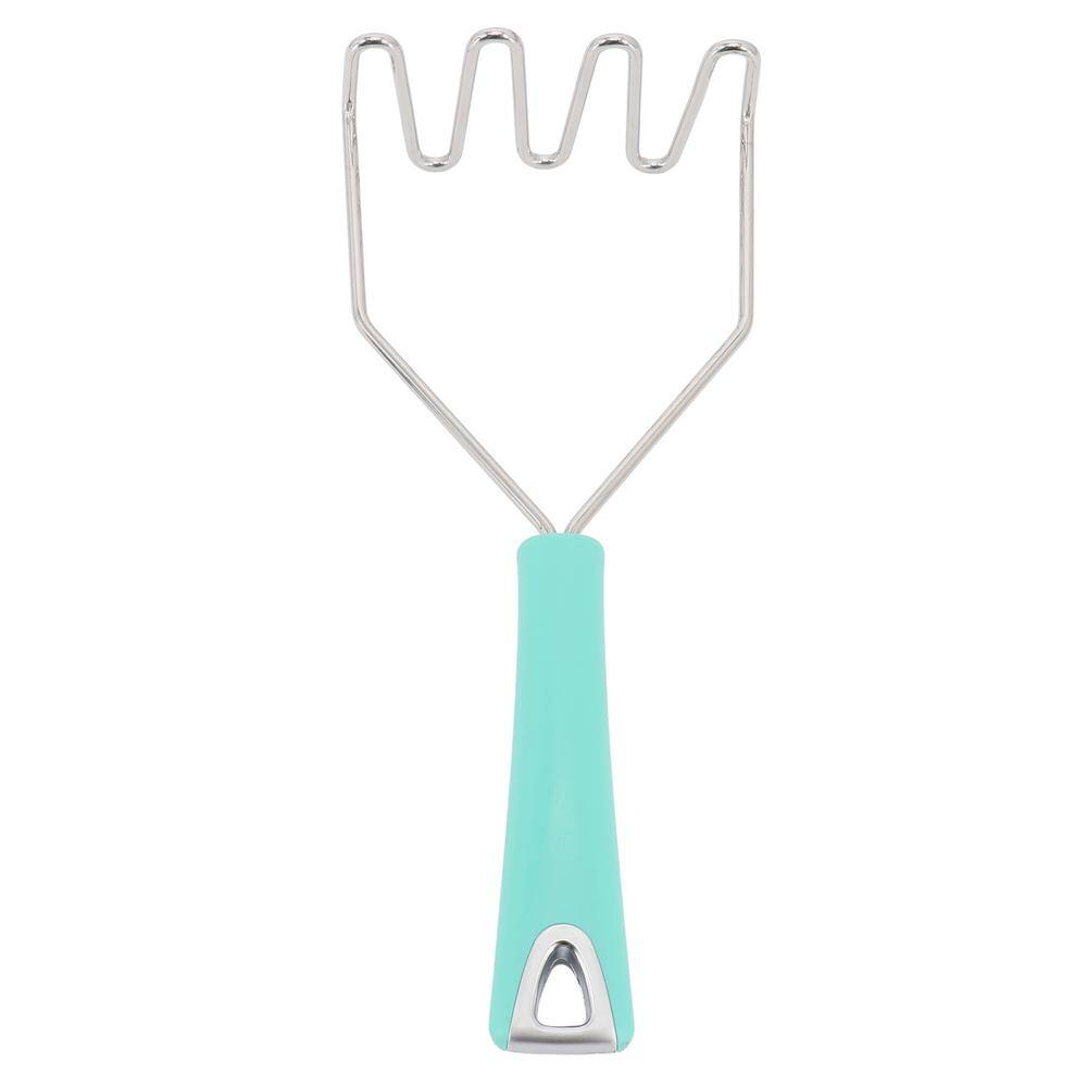 Teal Plastic Handle Stainless Steel Potato Masher