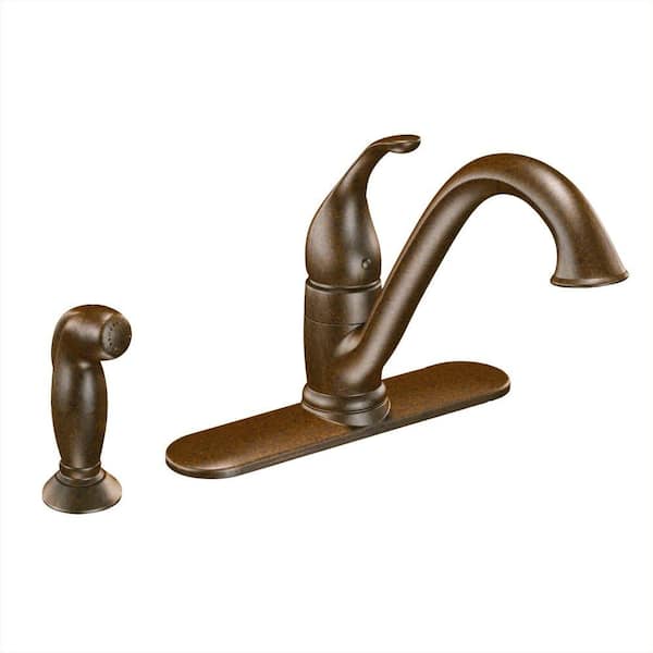MOEN Camerist Single-Handle Standard Kitchen Faucet with Side Sprayer in Oil Rubbed Bronze