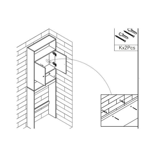 24.8 in. W x 77 in. H x 7.87 in. D Gray MDF Bathroom Over-the-Toilet Storage Cabinet with Doors and Shelves