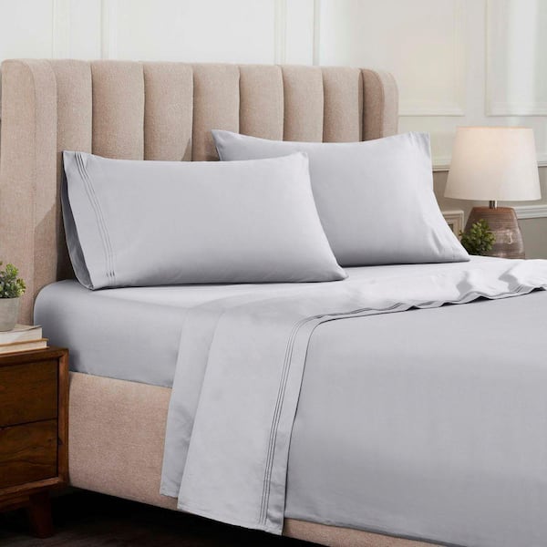 Egyptian Cotton 1500 Thread Count 4-Piece Platinum Solid King Deep Pocket Sheet Set