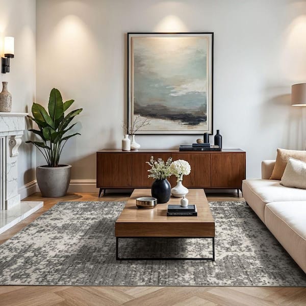 Deedra Misty Contemporary Gray 8 ft. Square Rug