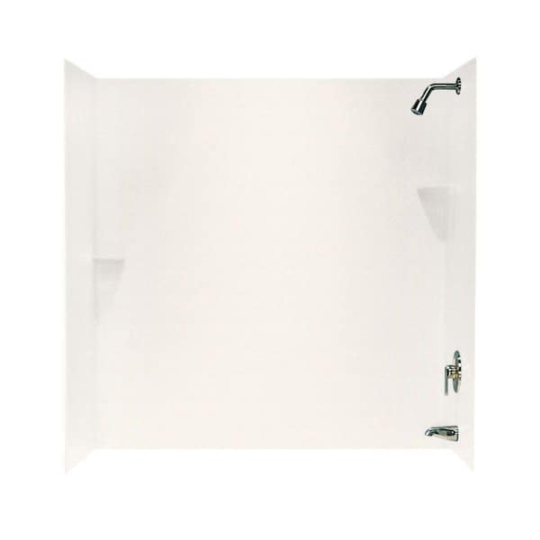 Swan 30 in. x 60 in. x 60 in. 3-Piece Easy Up Adhesive Corner Tub Wall in Tahiti Ivory
