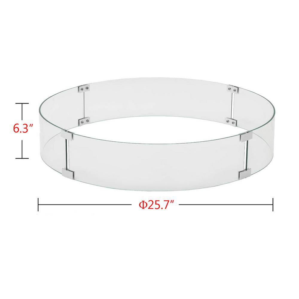 Round Tempered Glass Fire Table Windshield Flame Blocker