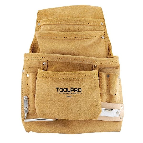 ToolPro 10-Pocket Suede Leather Nail and Tool Pouch