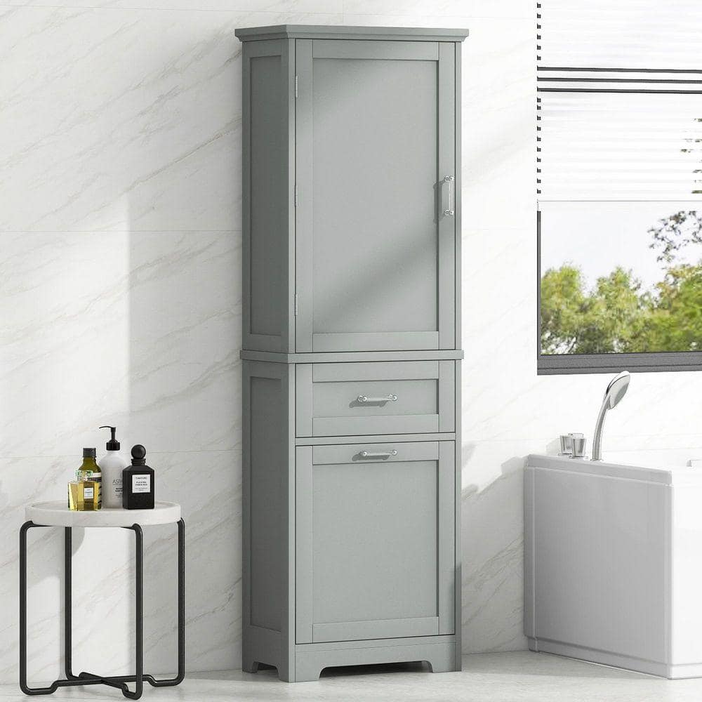 ZXDDMS 20 in. W x 13 in. D x 68 in. H Gray Linen Cabinet Bathroom