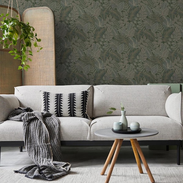 Superfresco Easy Scattered Leaves Forest Green Wallpaper