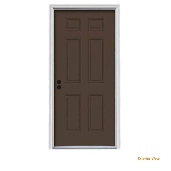 JELD-WEN 36 in. x 80 in. 6-Panel Dark Chocolate Painted Steel