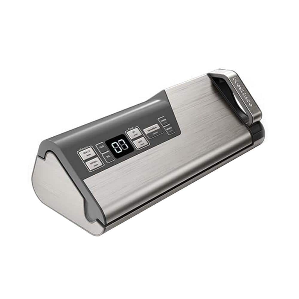 Gray Food Vacuum Sealer W/Build-in Cutter and Countdown Display 2-Bag Rolls