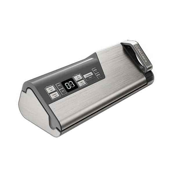Unbranded Gray Food Vacuum Sealer W/Build-in Cutter and Countdown Display 2-Bag Rolls 5-PCS Pre-cut Bag PULSE and Marinate Enabled