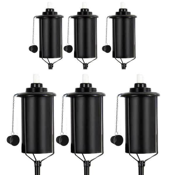 16 oz Metal Citronella Garden Torches with Adjustable Height and 4-Prong Stake Outdoor Decor 6 Pack