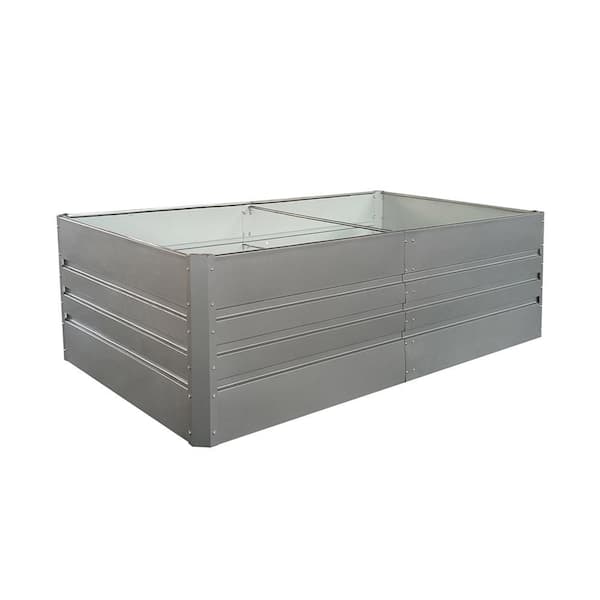 Metal Garden Bed Outdoor Planter Box for Vegetables Flowers Herb Grey