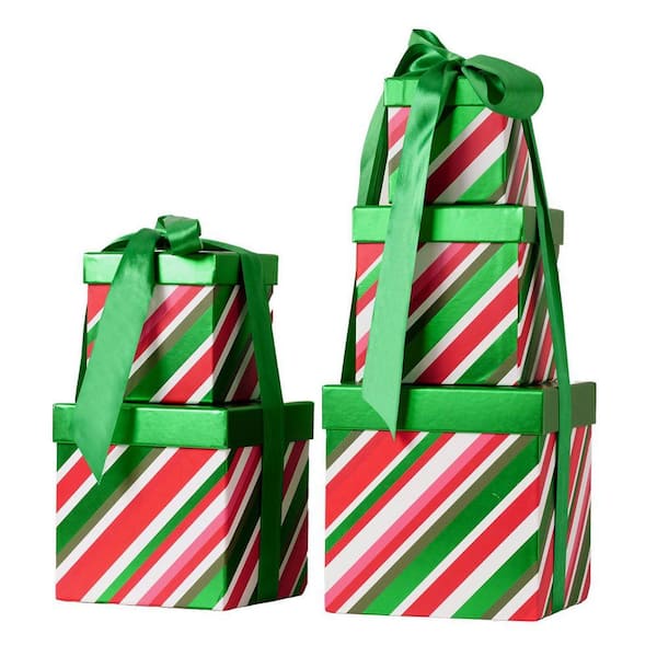 7.1 in. Green Holiday Paper Storage Box (5-Pack)