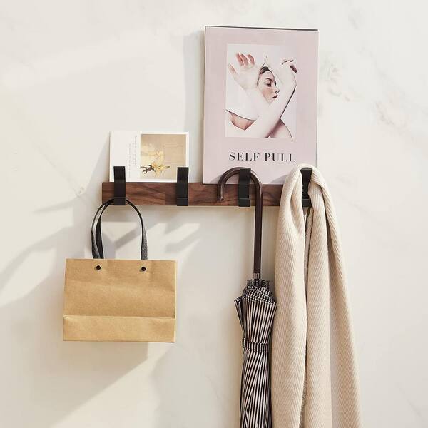 thumbnail image 2 of FunViet Wood Wall Hooks,4 Packs Dark Walnut Wood Coat Hooks... 2 of 11